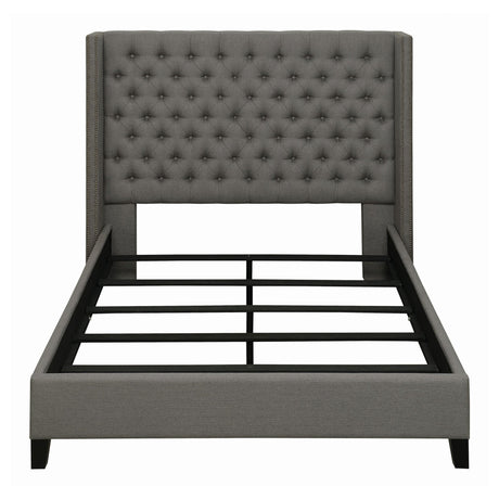 Bancroft Upholstered Queen Wingback Bed Grey | Coaster - 301405Q - Home Elegance USA - 3