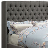 Bancroft Upholstered Queen Wingback Bed Grey | Coaster - 301405Q - Home Elegance USA - 5