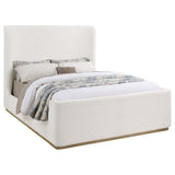 Eastern King Bed  - Nala Upholstered Eastern King Sleigh Bed Cream