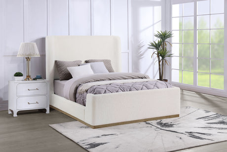 Queen Bed - Nala Upholstered Queen Sleigh Bed Cream