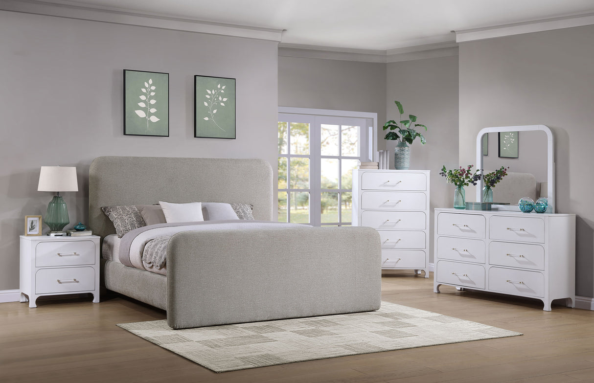 Eastern King Bed  - Wren Upholstered Eastern King Panel Bed Grey