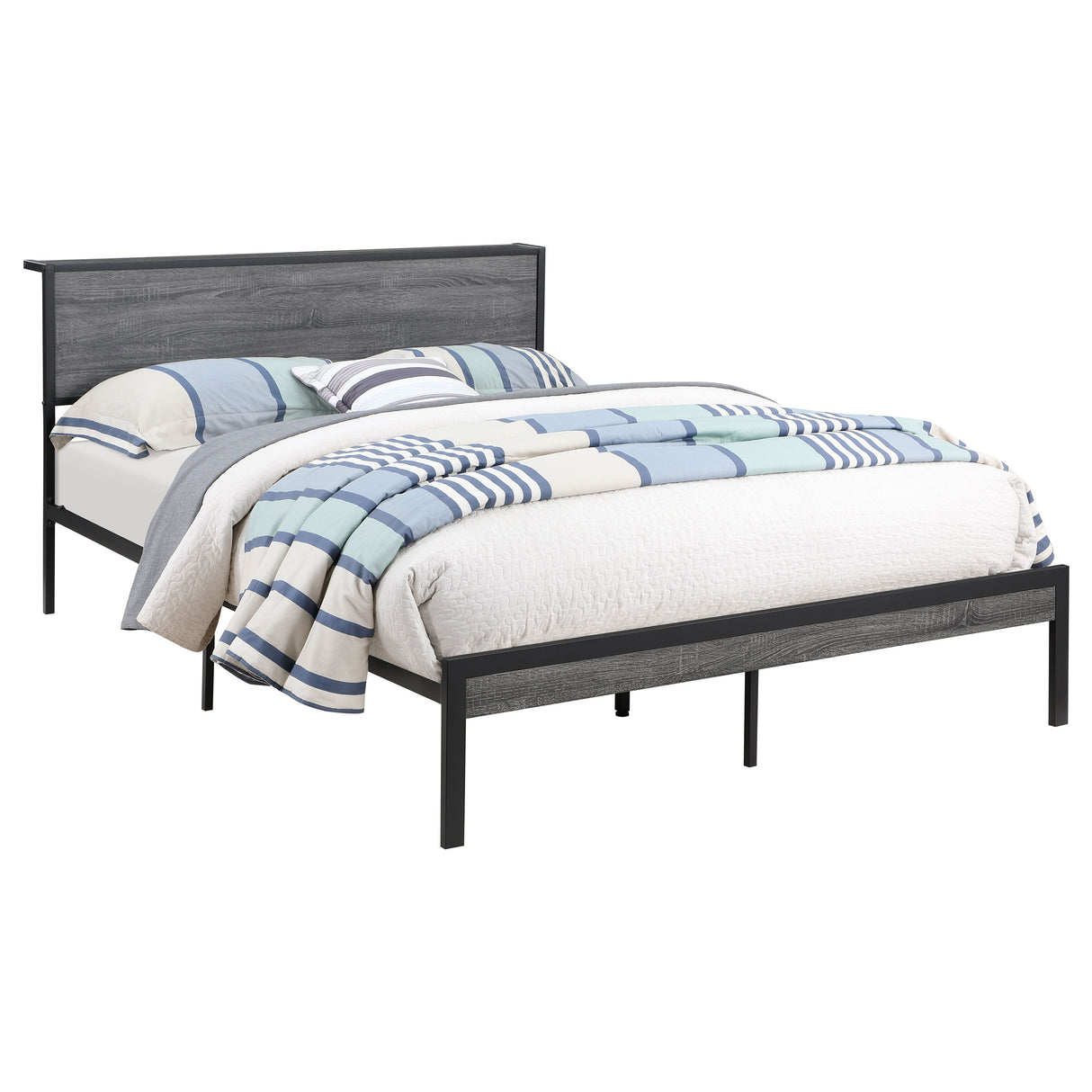 Full Bed - Ricky Metal Full Panel Bed Grey