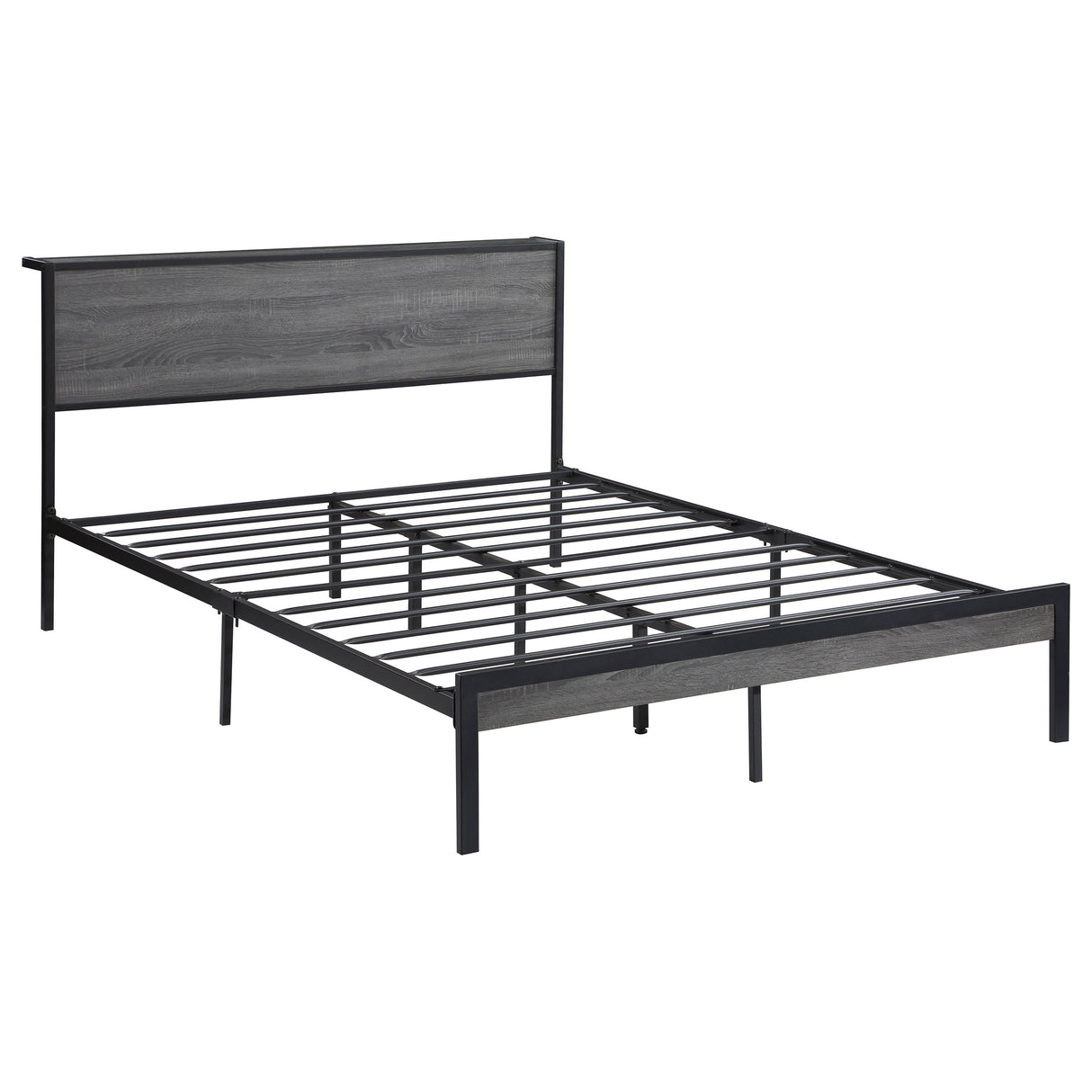 Queen Bed - Ricky Metal Queen Panel Bed Grey