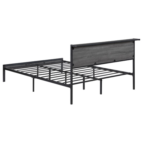 Queen Bed - Ricky Metal Queen Panel Bed Grey