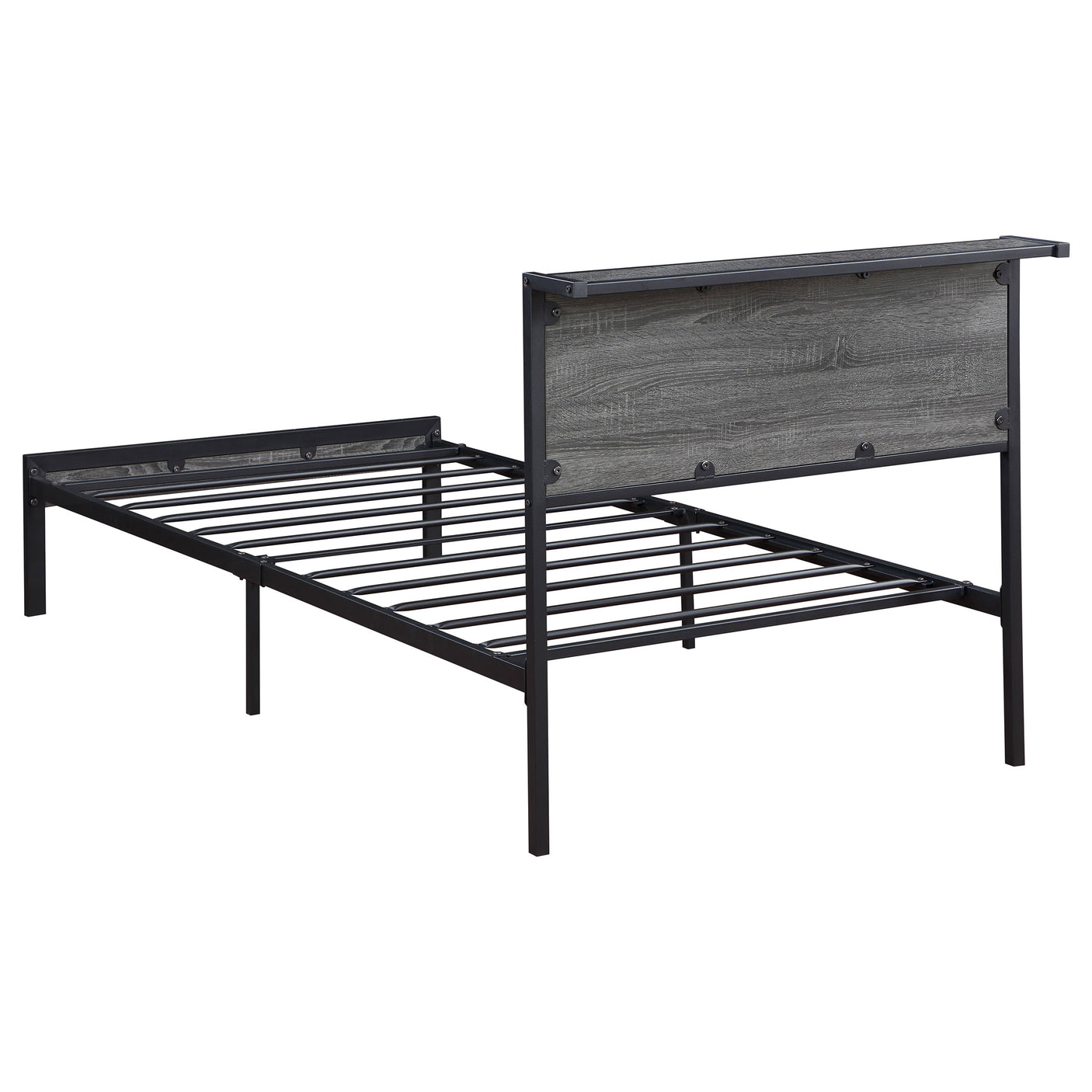 Twin Bed - Ricky Metal Twin Panel Bed Grey