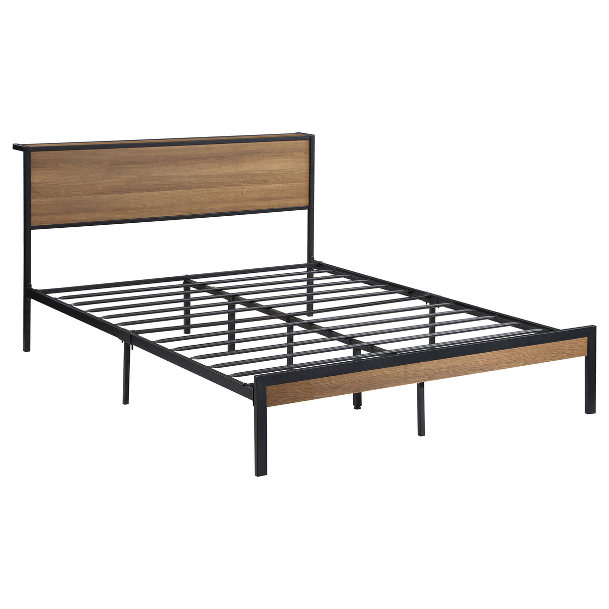 Full Bed - Ricky Metal Full Panel Bed Light Oak