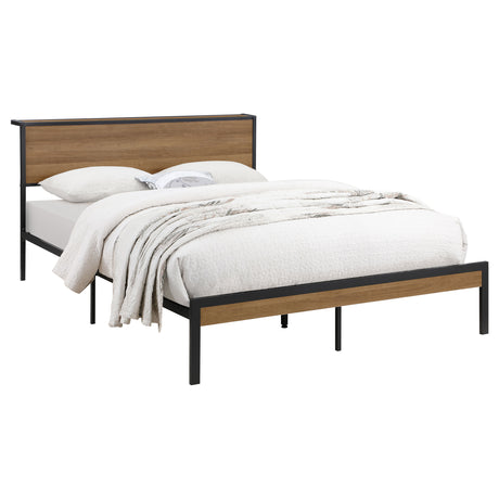 Full Bed - Ricky Metal Full Panel Bed Light Oak