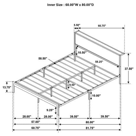 Queen Bed - Ricky Metal Queen Panel Bed Light Oak