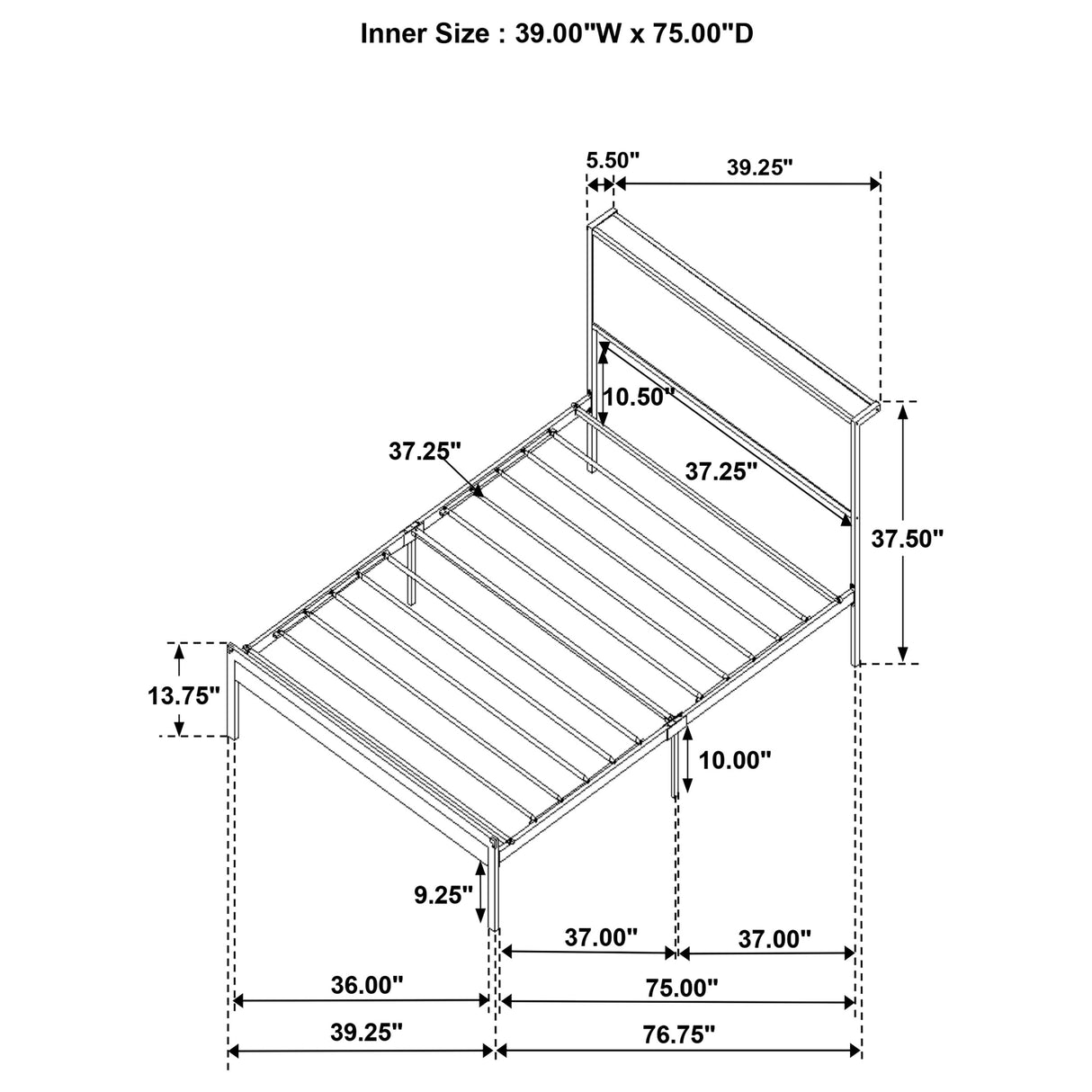 Twin Bed - Ricky Metal Twin Panel Bed Light Oak