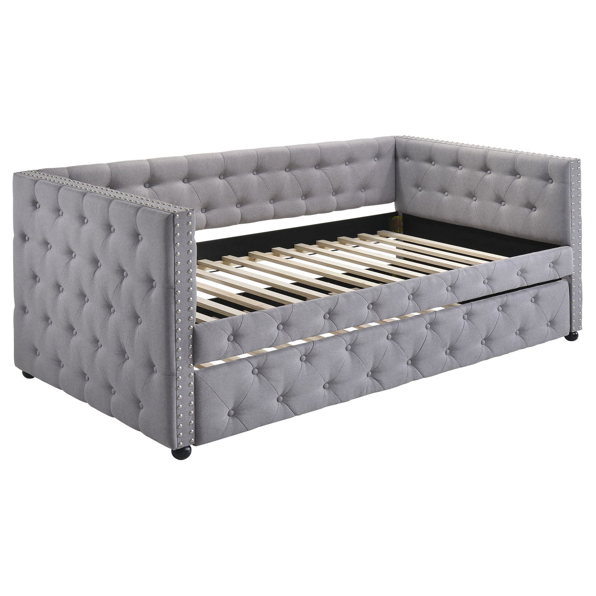 Twin Daybed W/ Trundle - Mockern Tufted Upholstered Daybed with Trundle Grey