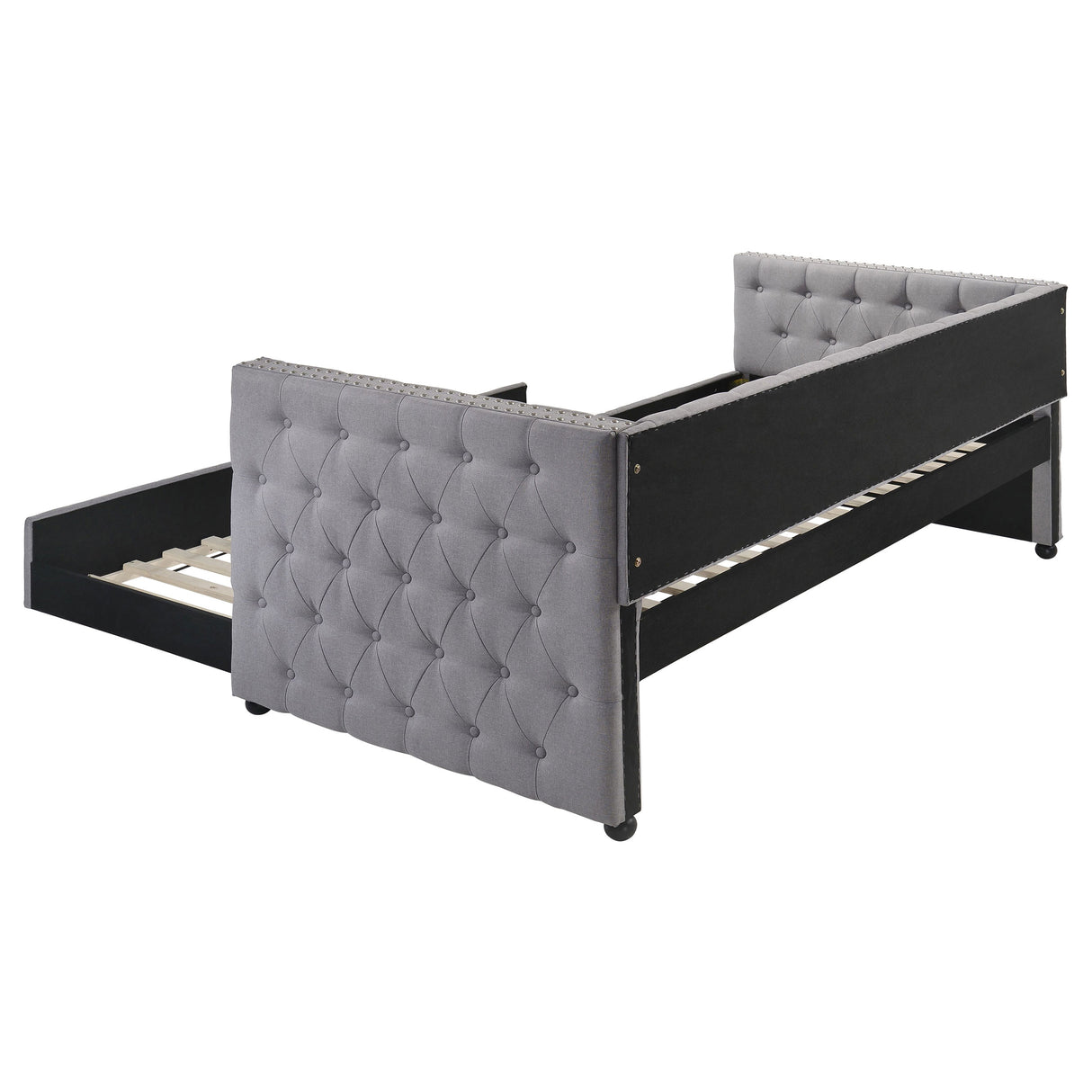 Twin Daybed W/ Trundle - Mockern Tufted Upholstered Daybed with Trundle Grey