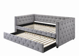 Twin Daybed W/ Trundle - Mockern Tufted Upholstered Daybed with Trundle Grey