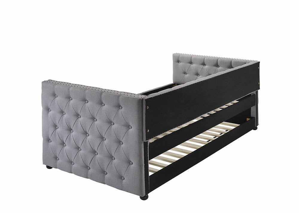 Twin Daybed W/ Trundle - Mockern Tufted Upholstered Daybed with Trundle Grey