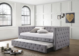 Twin Daybed W/ Trundle - Mockern Tufted Upholstered Daybed with Trundle Grey