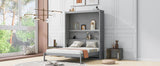 Queen Size Murphy Bed Wall Bed with Shelves,Gray - Home Elegance USA