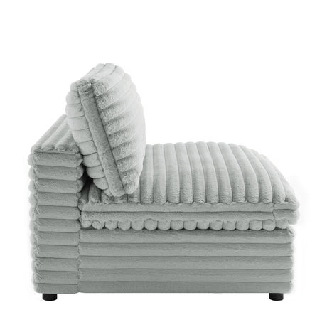 Jenny 6-Piece Modular Sectional in Ultra Plush Gray Polyester Cord-Like Fabric - sold by Home Elegance USA
