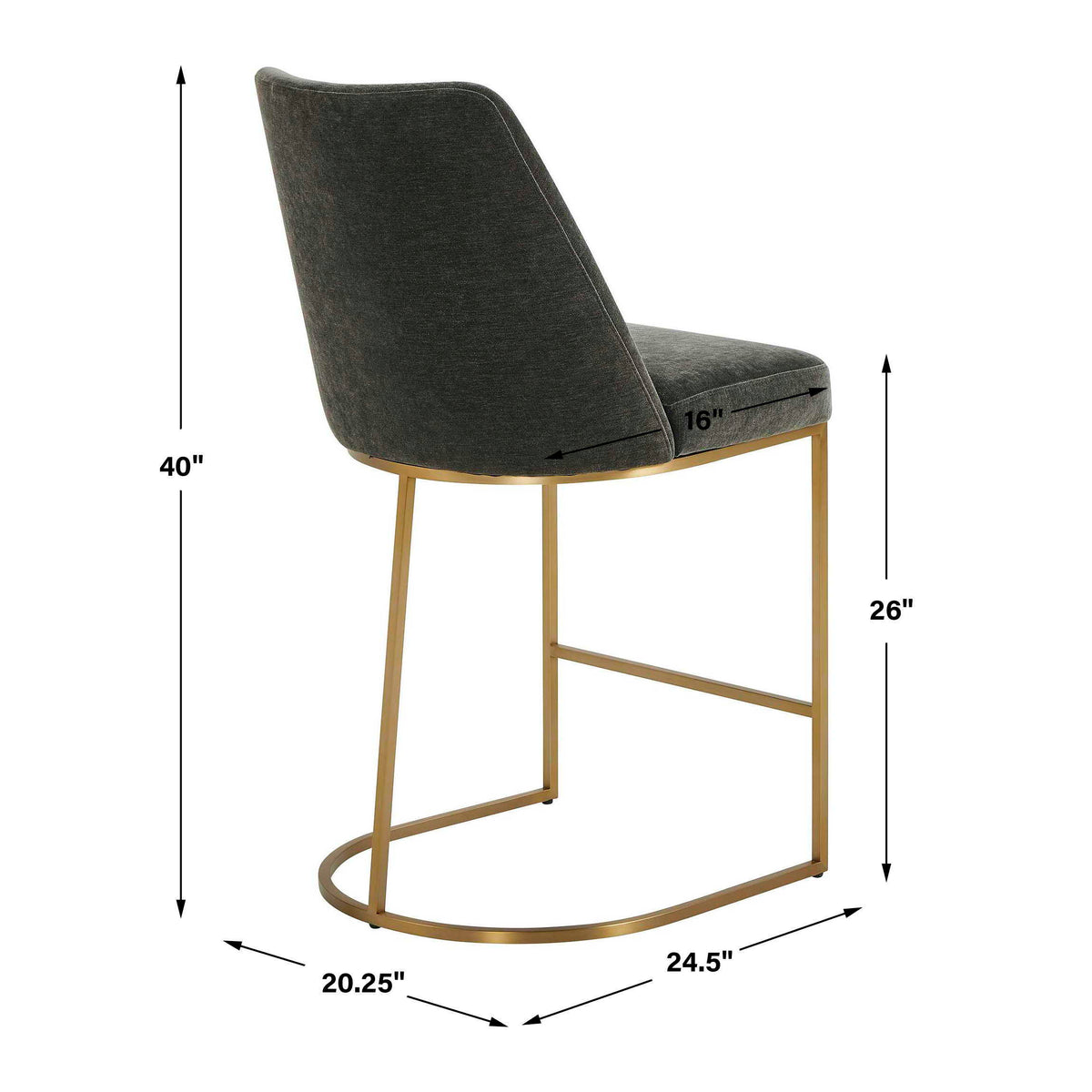 Hanni Counter Stool Charcoal - Dark Gray by Uttermost - View 8