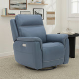 Sawyer Swivel Glider With Power Headrest, Lumbar, Heat & Massage - Blue | Flexsteel