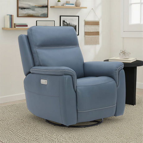 Sawyer Swivel Glider With Power Headrest, Lumbar, Heat & Massage - Blue | Flexsteel