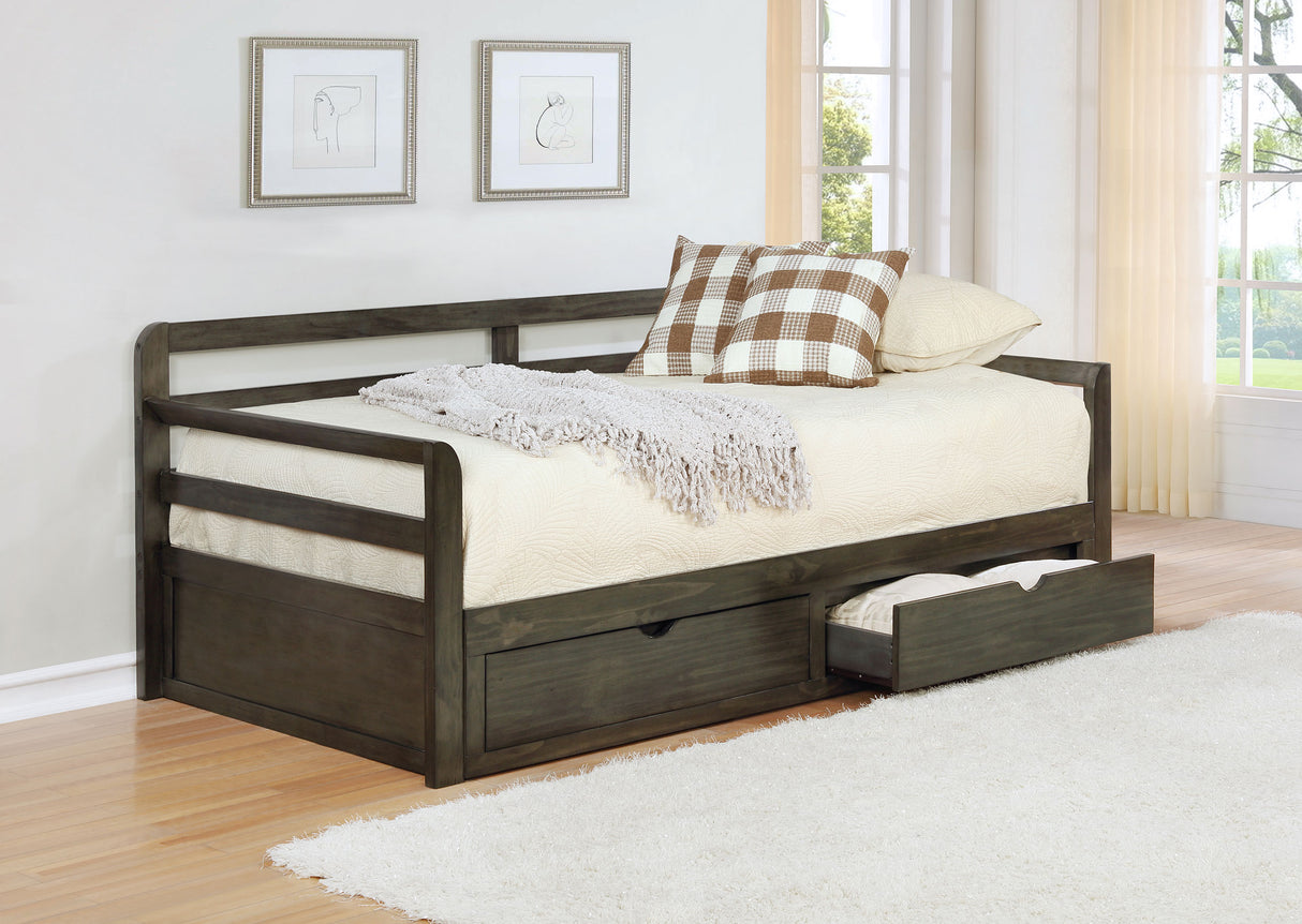 Twin Xl Daybed W/ Extension Trundle - Sorrento 2-drawer Twin XL Daybed with Extension Trundle Grey