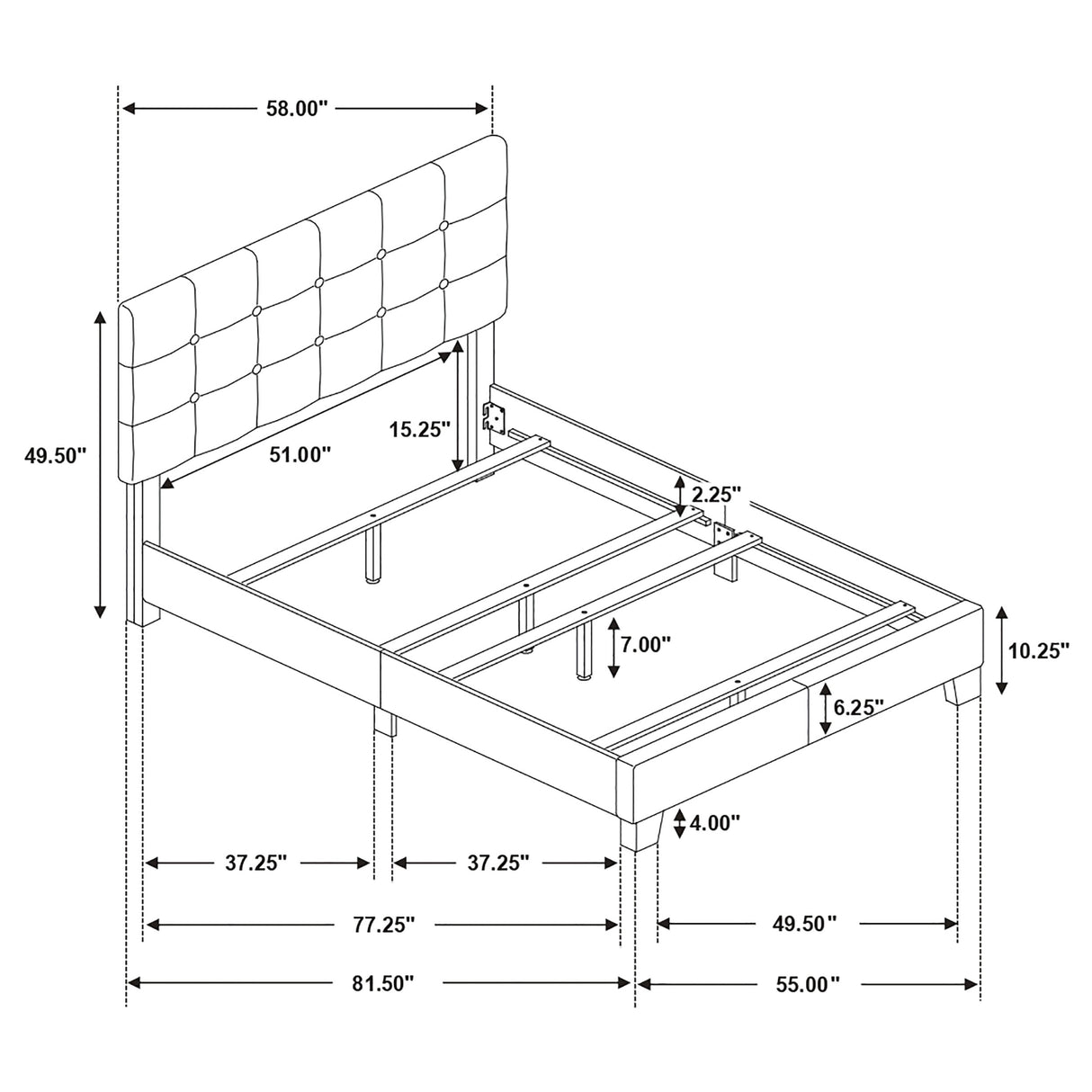 Full Bed - Mapes Upholstered Full Panel Bed Charcoal