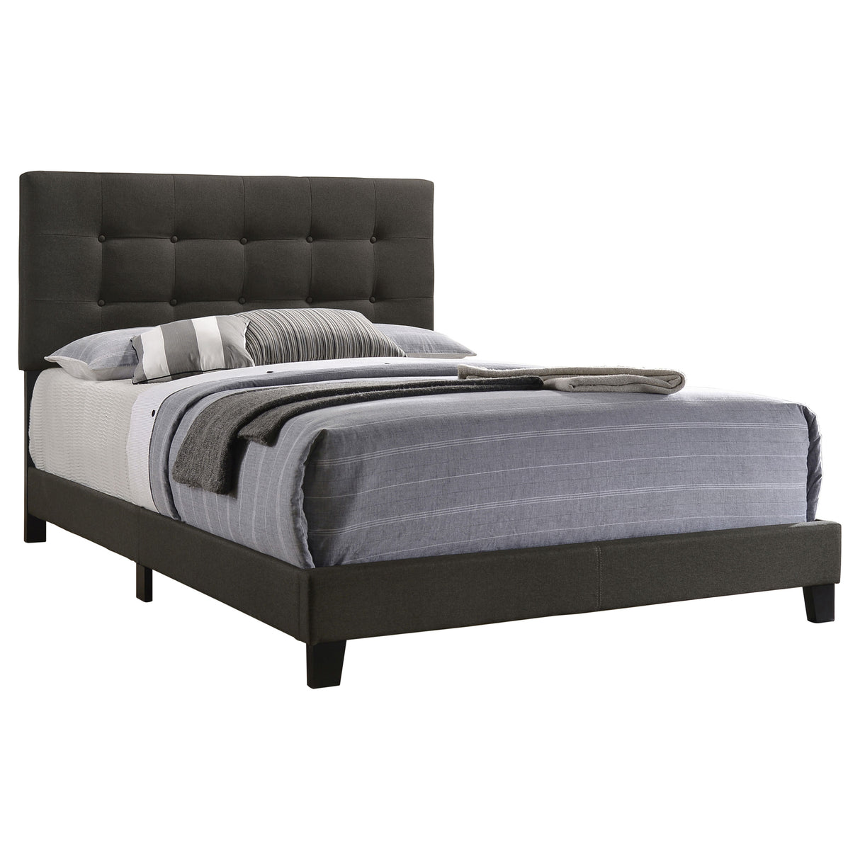 Eastern King Bed - Mapes Upholstered Eastern King Panel Bed Charcoal