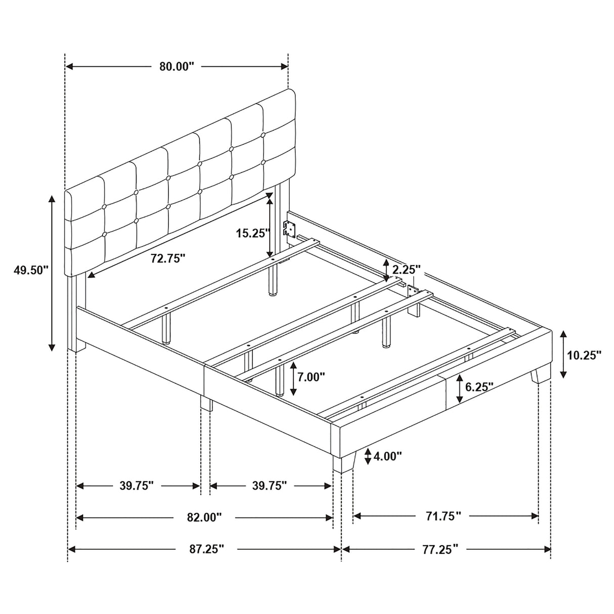 Eastern King Bed - Mapes Upholstered Eastern King Panel Bed Charcoal