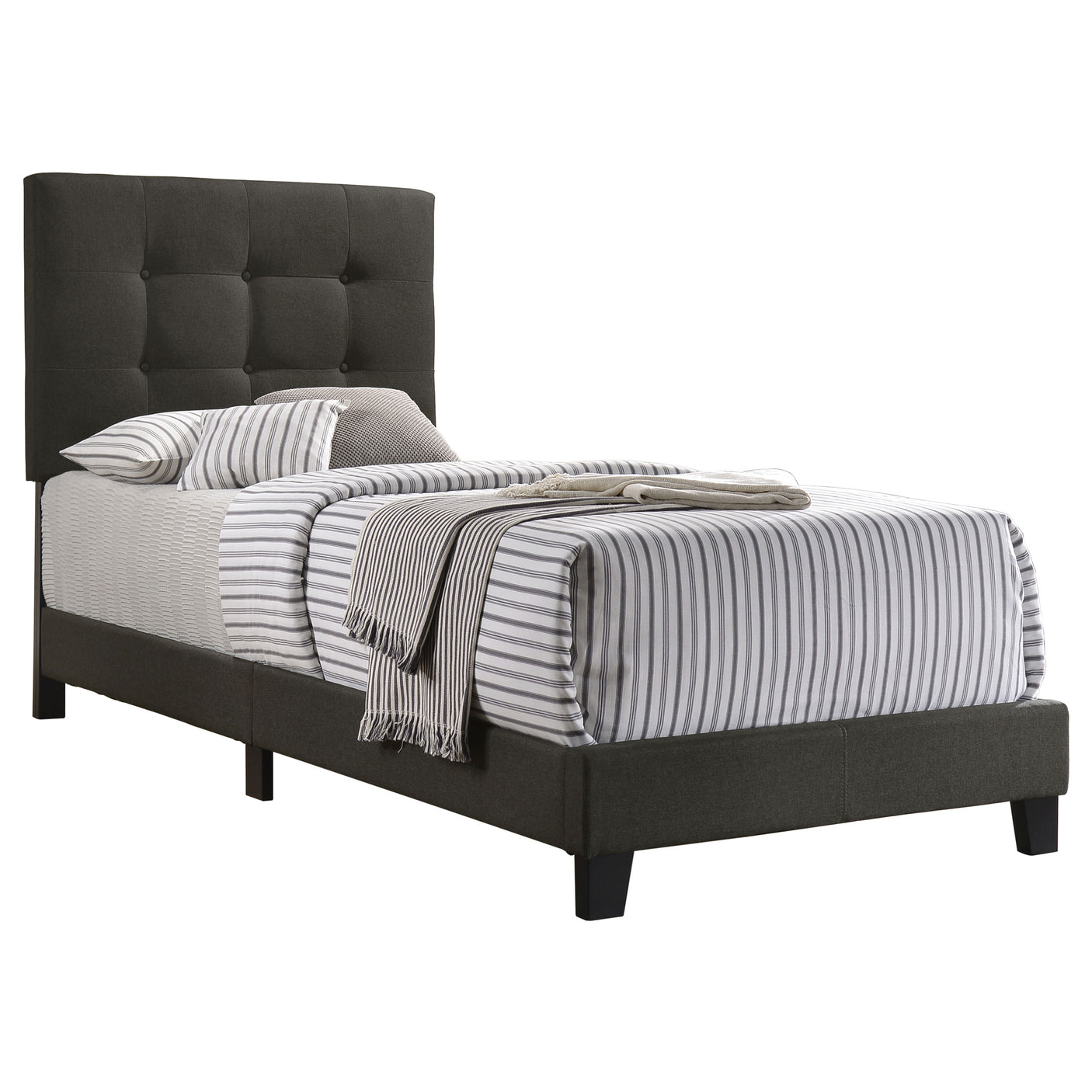 Twin Bed - Mapes Upholstered Twin Panel Bed Charcoal