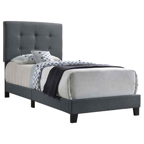 Twin Bed - Mapes Upholstered Twin Panel Bed Grey