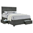 Eastern King Storage Bed - Soledad Upholstered Eastern King Storage Panel Bed Grey