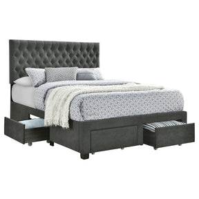 Eastern King Storage Bed - Soledad Upholstered Eastern King Storage Panel Bed Grey