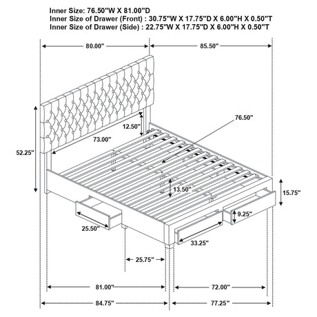 Eastern King Storage Bed - Soledad Upholstered Eastern King Storage Panel Bed Grey