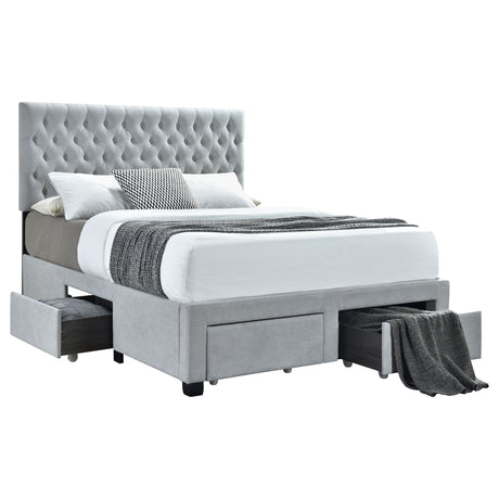 Full Storage Bed - Soledad Upholstered Full Storage Panel Bed Light Grey