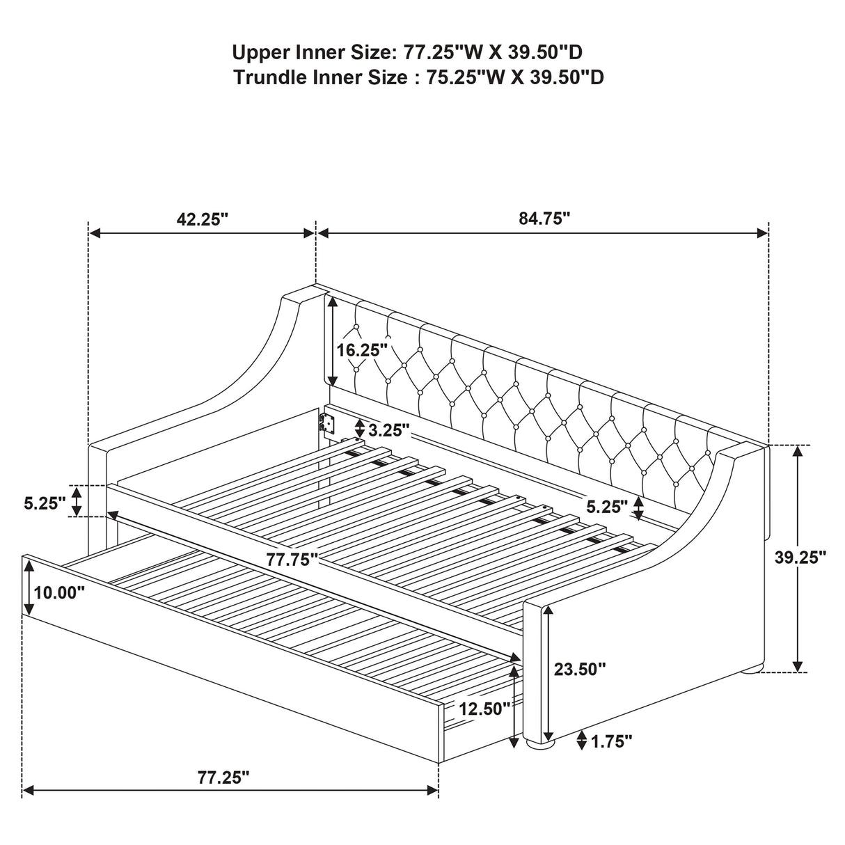 Twin Daybed W/ Trundle - Chatsboro Twin Upholstered Daybed with Trundle Grey