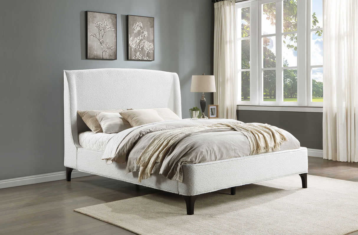 Eastern King Bed  - Mosby Upholstered Eastern King Wingback Bed Snow