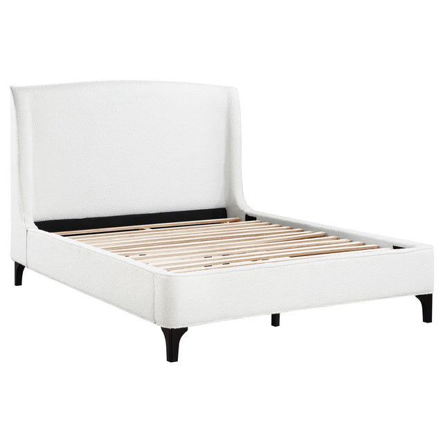 Eastern King Bed  - Mosby Upholstered Eastern King Wingback Bed Snow