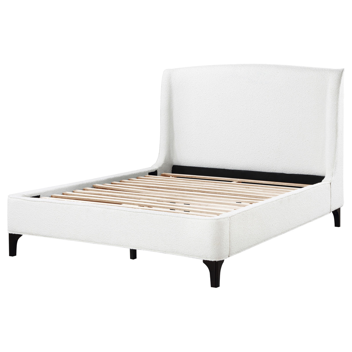 Eastern King Bed  - Mosby Upholstered Eastern King Wingback Bed Snow