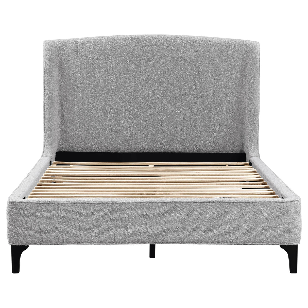 Queen Bed - Mosby Upholstered Queen Wingback Bed Grey