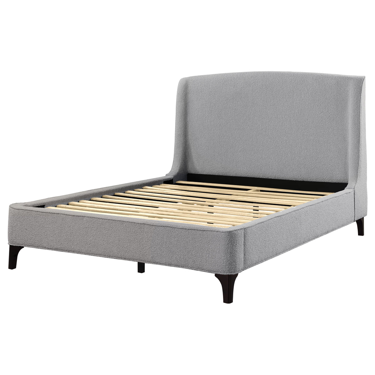 Queen Bed - Mosby Upholstered Queen Wingback Bed Grey