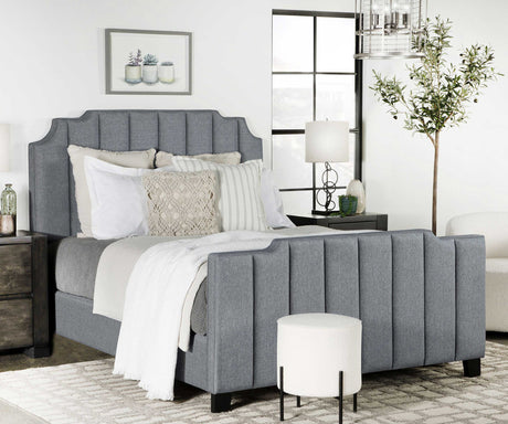 Full Bed - Fiona Upholstered Full Panel Bed Light Grey