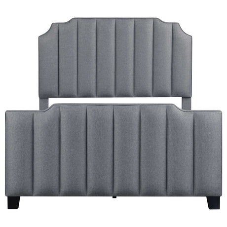 Full Bed - Fiona Upholstered Full Panel Bed Light Grey