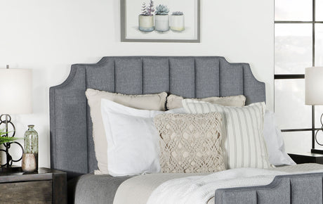 Full Bed - Fiona Upholstered Full Panel Bed Light Grey