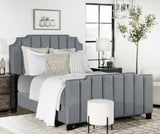 Queen Bed - Fiona Upholstered Queen Panel Bed Light Grey