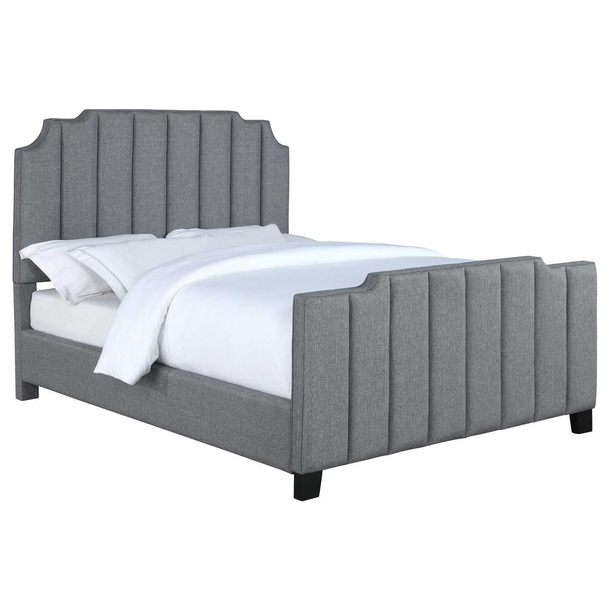 Queen Bed - Fiona Upholstered Queen Panel Bed Light Grey