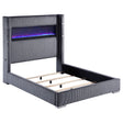Tisdall 67-inch Upholstered Queen Fireplace Bed Grey - Home Elegance USA