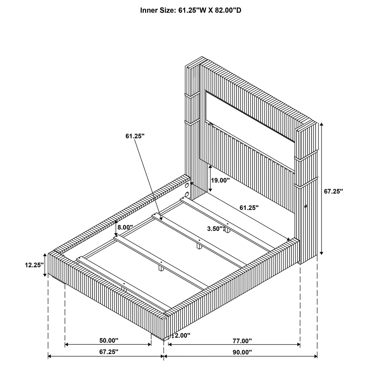 Tisdall 67-inch Upholstered Queen Fireplace Bed Grey - Home Elegance USA
