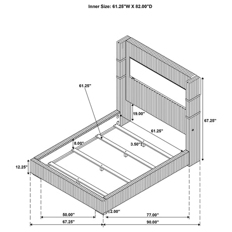 Tisdall 67-inch Upholstered Queen Fireplace Bed Grey - Home Elegance USA