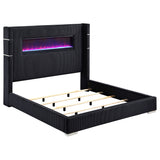 Tisdall 67-Inch Upholstered Queen Fireplace Bed Black - Coaster - 2