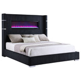 Tisdall 67-Inch Upholstered Queen Fireplace Bed Black - Coaster - 3