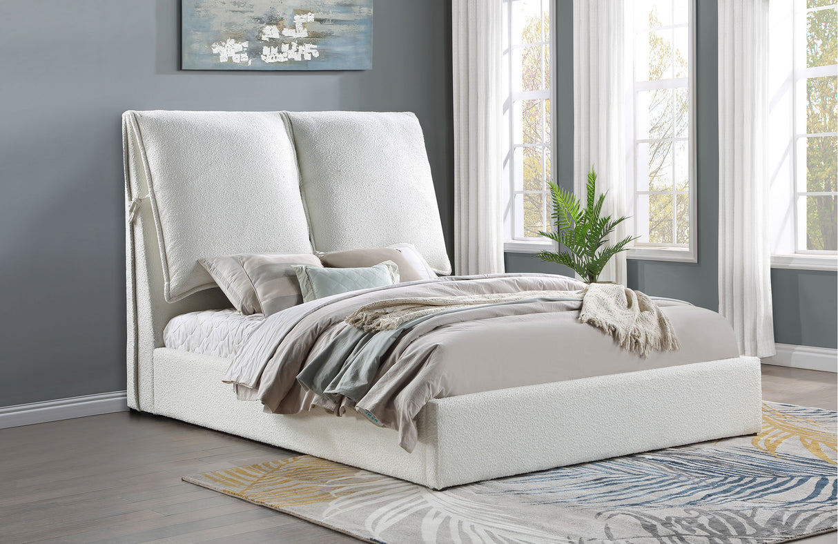 Eastern King Bed  - Gwendoline Upholstered Eastern King Panel Bed White